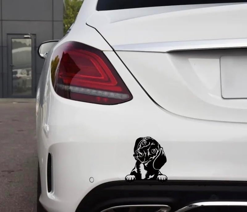 MAKTEM Peeking Dachshund Window & Bumper Decals - Anime Cute Dachsie Dogs for Truck, Car, Van, RV & More - Image 1